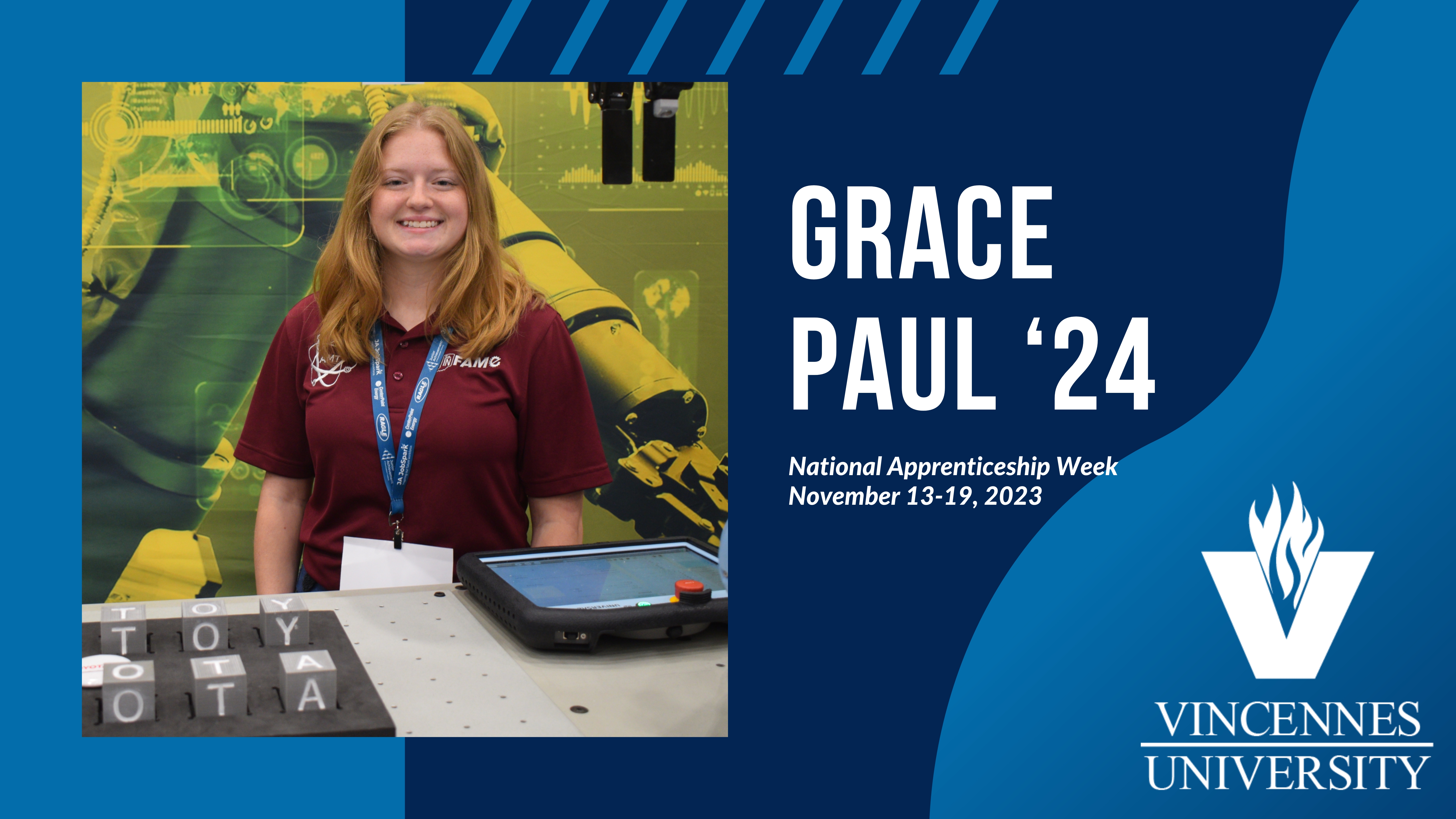 National Apprenticeship Week graphic with Grace Paul headshot